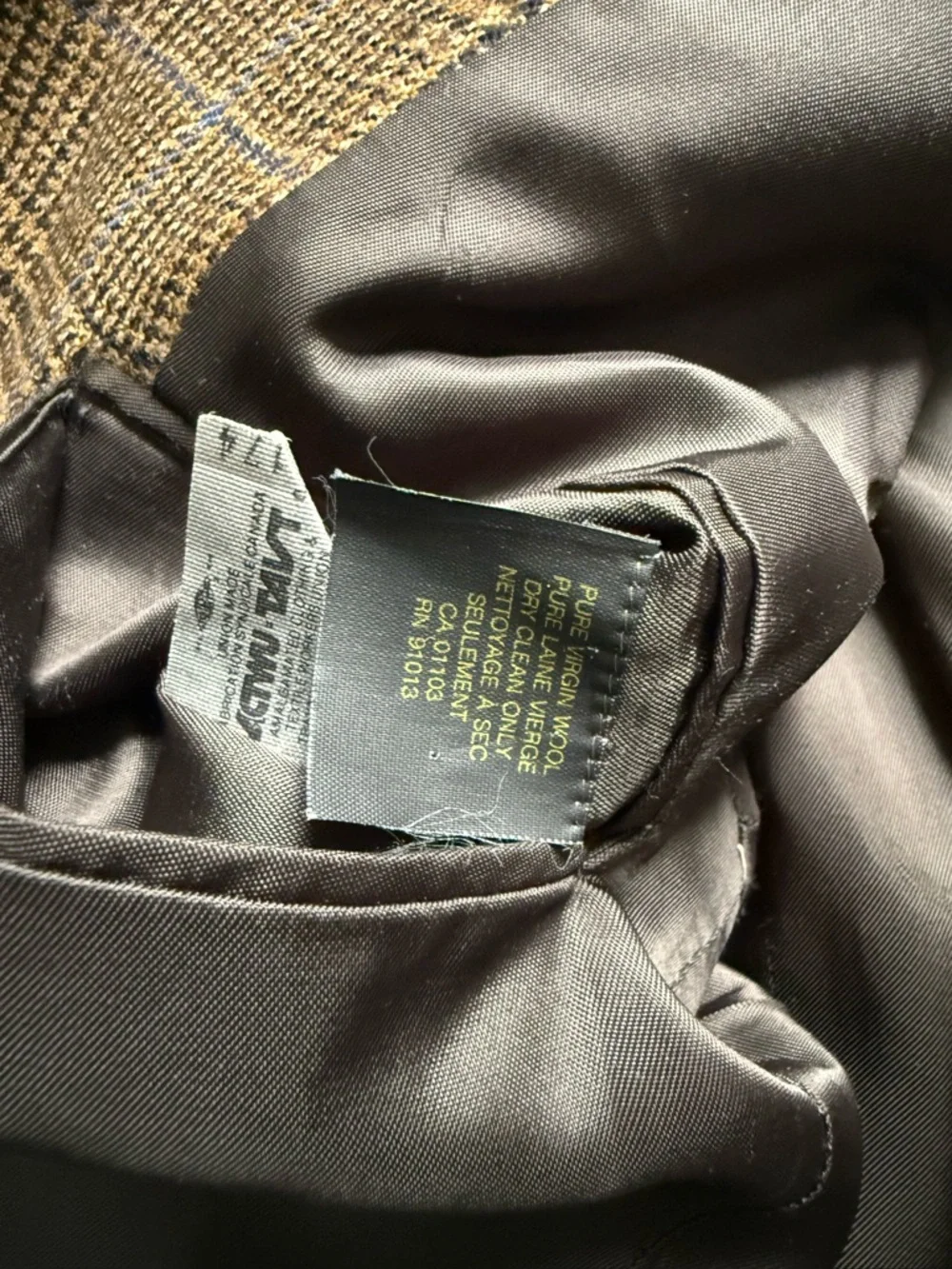 Jack Victor Wool Glen Plaid Tweed Sport Coat Brown 38R 40R Harry Rosen Canada - Picture 8 of 8